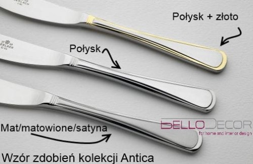Sztućce Gerlach Antica 04/Połysk i złocone -  36 szt. dla 6 osób w pud. flok + TORBA GRATIS | DARMOWA WYSYŁKA