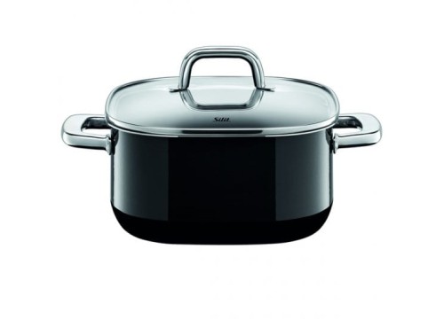 Garnek SILIT Quadro Black - śr. 16 cm / poj. 2,0 l + pokrywka / 30 lat gwarancji / bez niklu