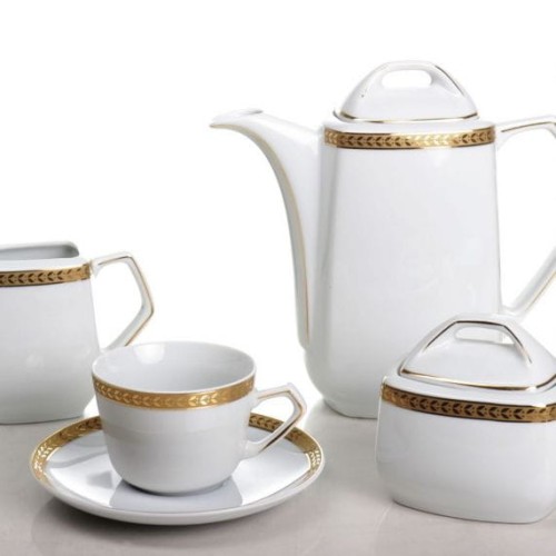 Ćmielów Pułaski Prezydencka- zestaw KAWOWY dla 12 osób 40el.- ze ZŁOTEM