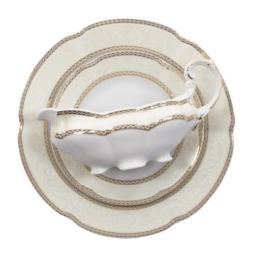 Ćmielów Bolero Vienna złota- zestaw OBIADOWY dla 12 osób 43el. -PROMOCJA!!!