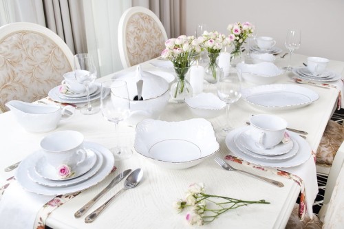 Ćmielów Rococo złota linia - zestaw OBIADOWY dla 12 osób 44el. -PROMOCJA!!!