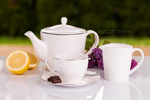 Villa Italia Bari Platin - Zestaw do kawy/herbaty dla 6 osób  ZMYWARKA