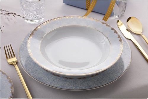 Ćmielów Astra Królewski Błękit- zestaw OBIADOWY dla 6 osób - TALERZE