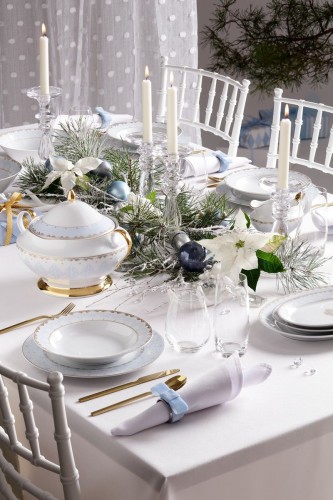 Ćmielów Astra Królewski Błękit - zestaw OBIADOWY dla 6 osób 25el.