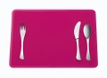 Omami - Lunch set Podkładka silikonowa różowa + komplet sztućców