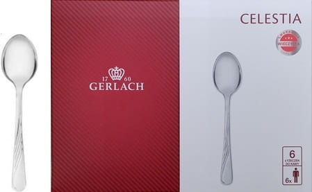 Sztućce GERLACH Celestia 04AP - zestaw 6 szt. łyżeczek do kawy (POŁYSK) w pudełku prezentowym / wieczysta gwarancja producenta