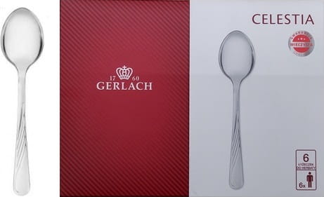 Sztućce GERLACH Celestia 04AP - zestaw 6 szt. łyżeczek do herbaty (POŁYSK) w pudełku prezentowym / wieczysta gwarancja producenta