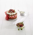 Lekue - Tortownica DUO z talerzem, czerwona 15 cm