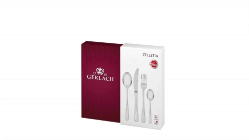 Sztućce GERLACH Celestia 04AP - zestaw 24 szt. dla 6 osób (POŁYSK) w pudełku prezentowym  / wieczysta gwarancja producenta - ORYGINAŁ!